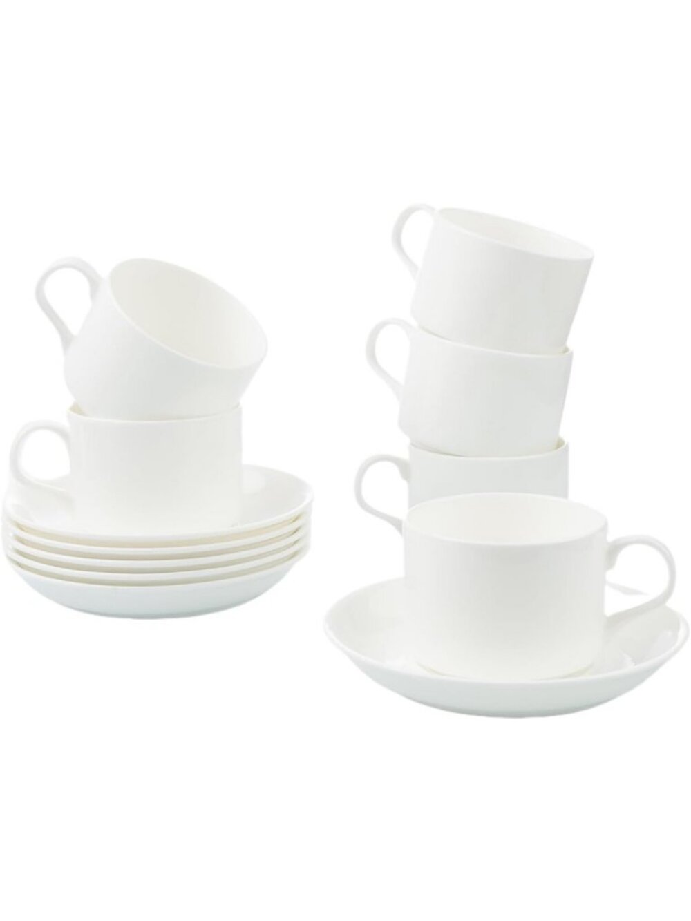 Elegant Stackable Bone China Cup & Saucer Set - 6 oz for Espresso/Cappuccino